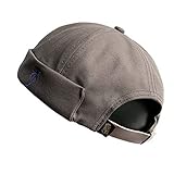 Clape - Gorro de estibador de pana sin visera, tipo docker, con borde vuelto, gris, 21-23.6 inches / 54-60cm (Adjustable)