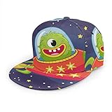 Gorra de béisbol plana 3D Alien Monster Flying in Spaceship Flat Brim ajustable Snapback Caps Casual Dad Hat Trucker Sombreros para hombres y mujeres negro
