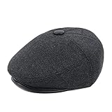 HOUJHUS Gorra de Boina de Las Mujeres Lana de Verano Algodón for Damas Hombre de Mediana Edad Casquillo Ocasional Calor (Color : Negro, Size : 56-58cm)