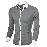 ZODOF Camisa de Hombre Moda Personalidad Manga Larga Ajustado Clásico Básica Botón Formal Negocio Camisa Casual Camiseta Tops Blusa para Hombre