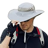 Cooltto Sombrero para el Sol Anti-UV UPF 50+ Sombrero de Pesca para Pesca al Aire Libre Gorra de 10cm de ala Ancha Transpirable Secado rápido para Acampar Senderismo Ciclismo-Gris Claro