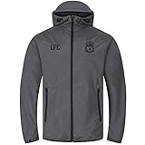 Liverpool FC - Chaqueta Cortavientos Oficial - para Hombre - Impermeable - Gris - Capucha con Visera - Mediana