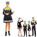 Disfraz Policía Local Niña Uniforme con Gorra Checkers【Tallas Infantiles de 3 a 12 años】[5-6 años] Disfraz Carnaval Niña Profesiones Uniforme con Gorra Policía Desfiles Teatro Actuaciones Regalo