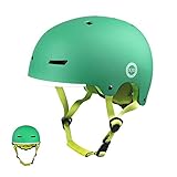 XJD Casco Bicicleta para Niños Ajustable con Certificación CE Resistencia al Impacto con Visera Extraíble para Ciclismo Monopatín Patines sobre Rueda para niños de 3 a 13 años(Verde S)