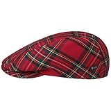 Lipodo Tartan Gorra Plana con Estampado escocés Mujer/Hombre - Gorra chata Fabricada en Italia - Boina Plana Otoño/Invierno - con Forro Acolchado - Gorra Plana a Cuadros Rojo 59 cm