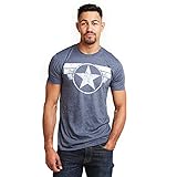 Marvel Cap Logo Camiseta, Heather Navy, XL para Hombre