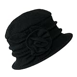 Urban GoCo Lana Cloche Sombreros Gorras para Mujer Vintage Floral Trimmed Sombreros de Invierno (#1 Negro)