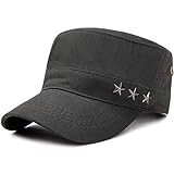 VSDFS Army Style Cadet Corps Sombrero Gorra De Béisbol Lisa Casual Sombreros De Copa Plana Gorras Sombreros con Pico para Hombres Mujeres Ajustable Hueso Garros Armygreen