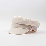 WEIZI Sombrero Militar de Moda para Mujer, Sombrero de   Marinero Octogonal de Primavera y otoño, Sombrero Plano, Sombrero de cadete de Viaje Femenino, Gorra de capitán, Gorras, Beige