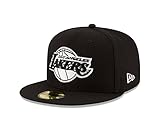 New Era 59FIFTY - Gorra para Hombre, Color Blanco y Negro, Hombre, Stock-NBA-BLK & WHI 5950, Negro, 7,75