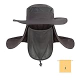 Longsing Sombreros de Pesca Gorro de Pesca Gorra de Pesca Plegable Sombrero para el Sol de Secado rapido Boonie Hat, Negro o Gris