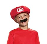 Super Mario 13371 – Gorra y bigote Mario Carnaval para niños, rojo, talla única