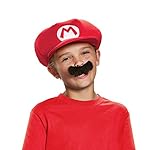 Super Mario 13371 – Gorra y bigote Mario Carnaval para niños, rojo, talla única