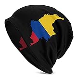 Unisex Beanie Caps Mapa de la Bandera de Venezuela Plano a lo Largo de la Gorra de Calavera Holgada Sombreros de Punto cálido para Mujeres Hombres Negro