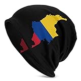 Unisex Beanie Caps Mapa de la Bandera de Venezuela Plano a lo Largo de la Gorra de Calavera Holgada Sombreros de Punto cálido para Mujeres Hombres Negro