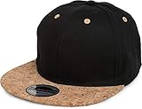 styleBREAKER Gorra Snapback con Visera de Corcho, Gorra de béisbol de 6 Paneles, Ajustable, Unisex 04023051, Color:Negro