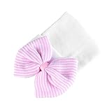 TENDYCOCO Sombrero de Bebé con Lazo Grande Gorro de Crochet para Recién Nacido (Rosa + Blanco)