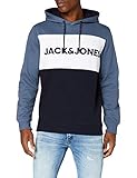 JACK & JONES JJELOGO Blocking Sweat Hood STS Sudadera con capucha, Azul (China Blue), M para Hombre