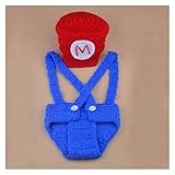 A+TTXH+L Accesorios de fotografía de bebé Bebé recién Nacido Crochet Foto de Punto Fotografía Photography Prop Outfits Super Mario Luigi Design Fotografías