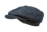 Borges & Scott Gorra Estilo Newsboy Lomond - 100% Lana Tejida a Mano - Harris Tweed - Resistente al Agua - Azul Marino Herringbone 58cm