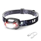 LE Linterna Frontal LED USB Recargable, Linterna Cabeza 5 Modos de Luz (Blanco y Rojo), Impermeable IPX4, Frontal LED Recargable para Pesca, Ciclismo, Running, Correr, Deporte Nocturno