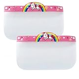 GOOGIT Visera Protectora Ajustable de Alta Transparencia Pet Plástico Protección Infantil Protección Facial antiniebla 2 Piezas (2 Pezzi, Pink Unicorn)