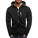 Sudaderas con Capucha Hombre Deportivas Chaqueta Sudadera Cremallera con Gorro Hombre Hoodies Chaquetas Sudaderas de Deporte Abiertas Lisas Largas Caballero Chandal con Capucha Casual Oversize Negro