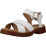 Clarks Orinoco Strap, Sandalias de Talón Abierto Mujer, Blanco (White Leather White Leather), 39 EU