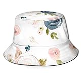 Sombrero de Pescador de Gran tamaño Azul Floral Sombreros de Copa Transpirables de Tapa Plana Sombrero de Sol de Moda Unisex Verano