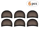 6 piezas Gorros de Peluca para Hombre y Mujer, Redecillas Casquillo de Peluca de Nylon Elástico y Delgada, un tamaño para todos (negro)