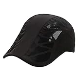 Verano Secado rápido Gorra de boina de golf Fina Conducción hacia adelante Sombreros planos salvajes Protección solar Gorras de pesca Sombrero para el sol Sombrero para el sol masculino-Negro, China