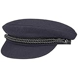 HAMMABURG Elbsegler - Gorro de capitán tradicional con forro interior, gorro marinero de tela, gorra con visera con cordón, visera corta y botones plateados azul 62