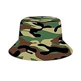 CODOYO Bucket Hats Gorras de Pescador con Parte Superior Plana de Camuflaje marrón Oscuro para Mujeres y Hombres