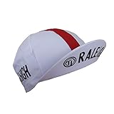 Gorra de ciclismo de equipo estilo retro vintage para bicicletas Fixie Ti Raleigh blanco y rojo