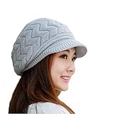 Gorro de invierno de Leorx de lana, para mujer, con visera plateado gris M