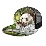 HARLEY BURTON Gorra de béisbol unisex con rejilla impresa plana facturada gorras de cigarro disfraz Panda verano ajustable empalme Hip Hop Cap sombrero de sol negro