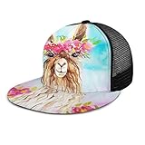 Gorra de béisbol con diseño de Llamas de Dibujos Animados, Acuarela y Alpaca, con Visera Plana, Sombrero de Hip Hop para Hombres y Mujeres, Color Negro