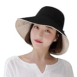 Yuccer Sombrero Mujer Verano Plegable, Algodón Protección Solar Gorro de Playa Mujer Sun Hat for Women Verano Otoño Invierno (B Negro)