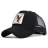 Moda Media Malla Transpirable Gorra Deportiva Unisex, Animal Embroidered Cómoda Tela Elástica Gorra De Béisbol De Velcro Ajustable Gorros Casuales Gorras De Béisbol De Hip Hop Caza Pesca (Aguila-04)