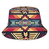 Sombrero de Pescador Navajo Azteca Nativo del sudoeste Nativo Sombreros de Copa Transpirables de Tapa Plana Sombrero de Sol de Moda Unisex Verano