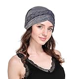 Dsaren Gorros Oncologicos Dormir Suave Turbante Quimioterapia Mujer Slouchy Beanie Gorro Pañuelo Quimio para Pèrdida de Pelo Cáncer (Gris)