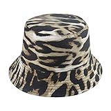 Gorro De Pescador Para Mujer,Unisex Pescador Sombrero Moda Reversible Animal Leopardo Impreso Gorra Del Cubo, Para Los Hombres Las Mujeres Viajan Senderismo Sombrero Casual Adulto Plano Sombrero De