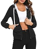 Sykooria Sudadera con Capucha para Mujer Chaqueta de Deportivo con Cremallera y Bolsillo para Primavera Otoño Casual Correr Fitness Ejercicio