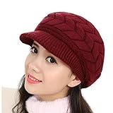 SWEDREAM Sombrero Invierno Gorros de Punto Gorras para Mujeres Crochet Cálido Suave Sombreros de Esqui (Rojo)