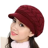 SWEDREAM Sombrero Invierno Gorros de Punto Gorras para Mujeres Crochet Cálido Suave Sombreros de Esqui (Rojo)