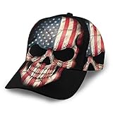 Gorra de béisbol con Bandera Estadounidense y Calavera, Gorras de béisbol de Estados Unidos, Unisex, con Visera Plana, Sombrero de Hip Hop, Color Negro