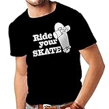 lepni.me N4196 Camiseta Ride Your Skate (Small Negro Blanco)