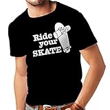 lepni.me N4196 Camiseta Ride Your Skate (Small Negro Blanco)