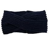 DELEY Mujeres Crochet Bohemio de la Cruz de Punto de Invierno Diadema Gorro Turbante Headwrap Oído más Cálido Azul Marino