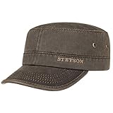 Stetson Datto Armycap Hombre - Algodón impermeable - Invierno/Verano - Gorra militar con protección solar UV 40+ - Gorra urbana - Imitación de cuero desgastado (Oilskin) - Army Cap marrón M (56-57 cm)